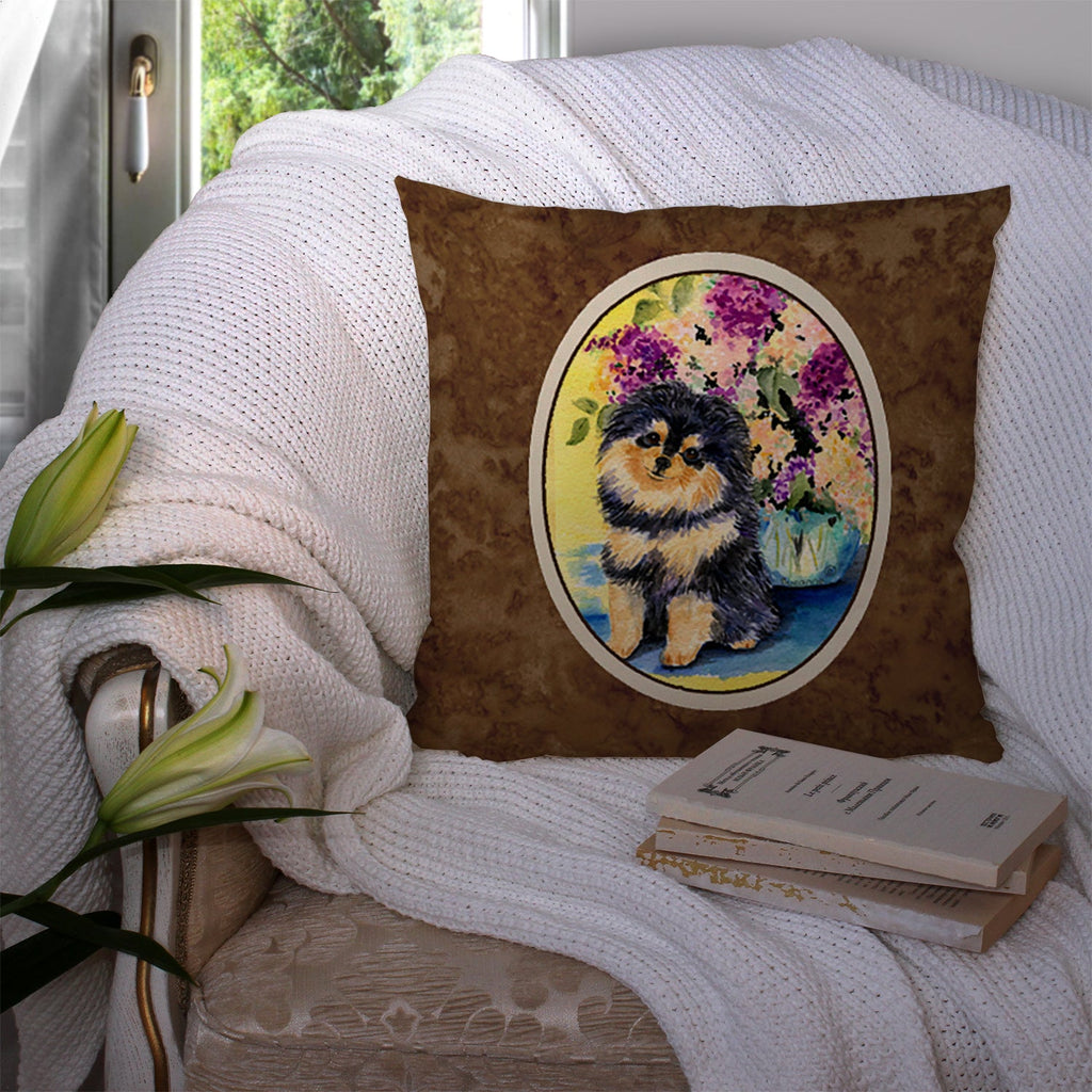 Pomeranian Decorative Throw Pillow 14x14 Indoor Outdoor Accent Cushion, Fabric Cover with Insert for Sofa, Bed, Porch & Living Room