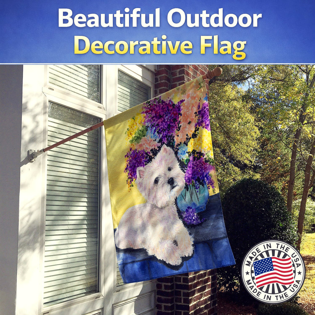 Westie House Flag 28x40 Porch Sleeve Pole Decorative Outside Yard Banner Artwork Wall Hanging, Polyester