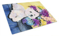 Westie Cutting Board Tempered Glass Kitchen Cutting Surface, Heat Resistant Chopping, Non-Slip Feet, Food Prep & Serving
