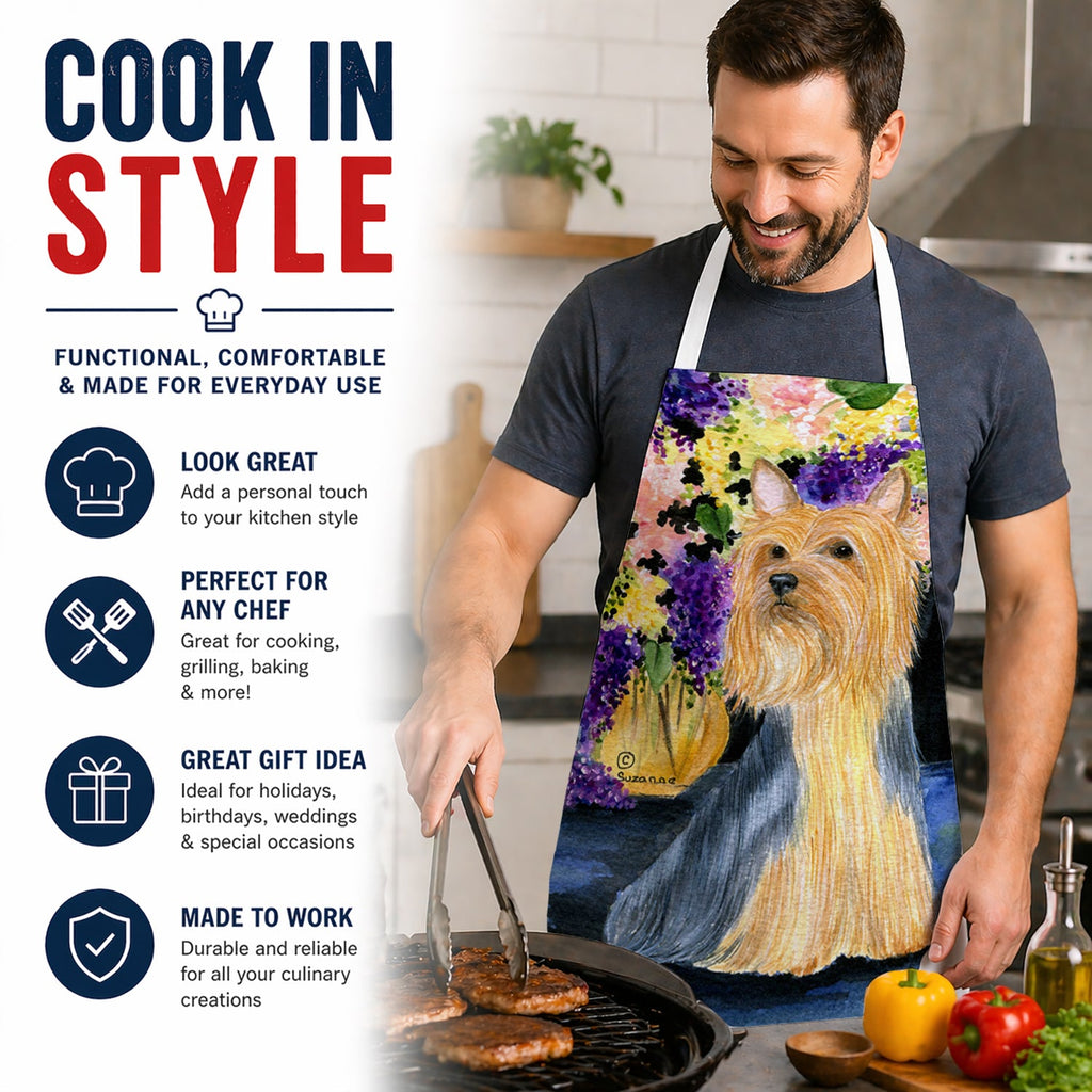 Silky Terrier Apron Cooking Kitchen Server Baking Crafts Gardening for Adult Women Men, Unisex, Large, Multicolor