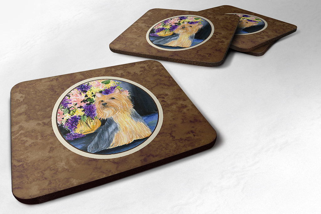 Silky Terrier Foam Coasters Set of 4 Cup Coasters for Indoor Outdoor, Tabletop Protection, Anti Slip, Mouse pad Material