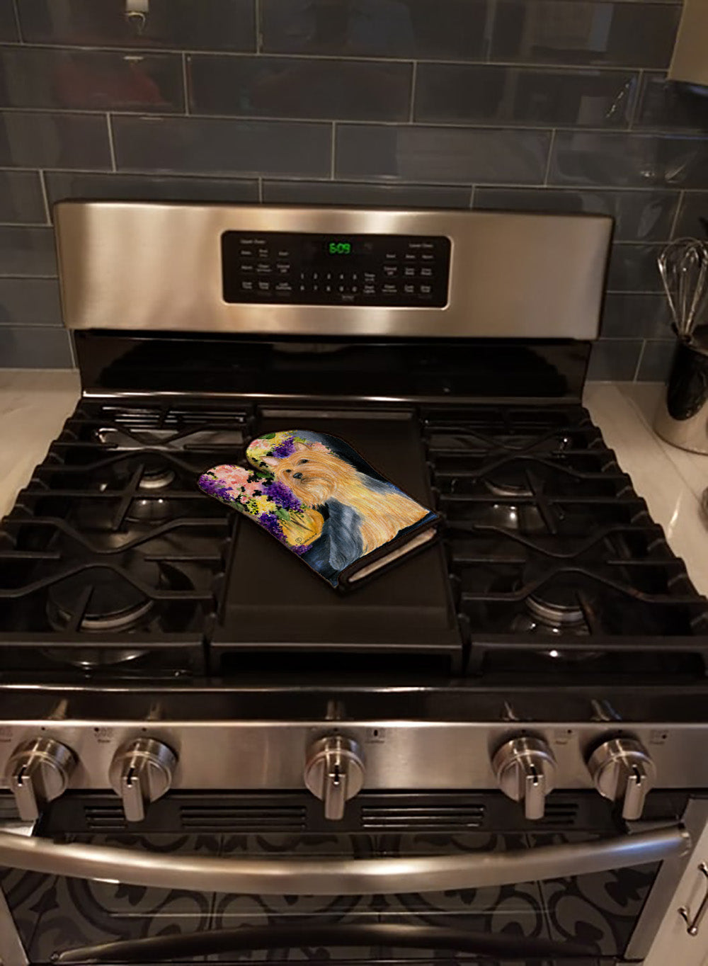 Silky Terrier Oven Mitt Heat Resistant Thick Oven Mitt for Hot Pans and Oven, Kitchen Mitt Protect Hands, Cooking Baking Glove