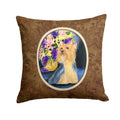 Silky Terrier Decorative Throw Pillow 14x14 Indoor Outdoor Accent Cushion, Fabric Cover with Insert for Sofa, Bed, Porch & Living Room