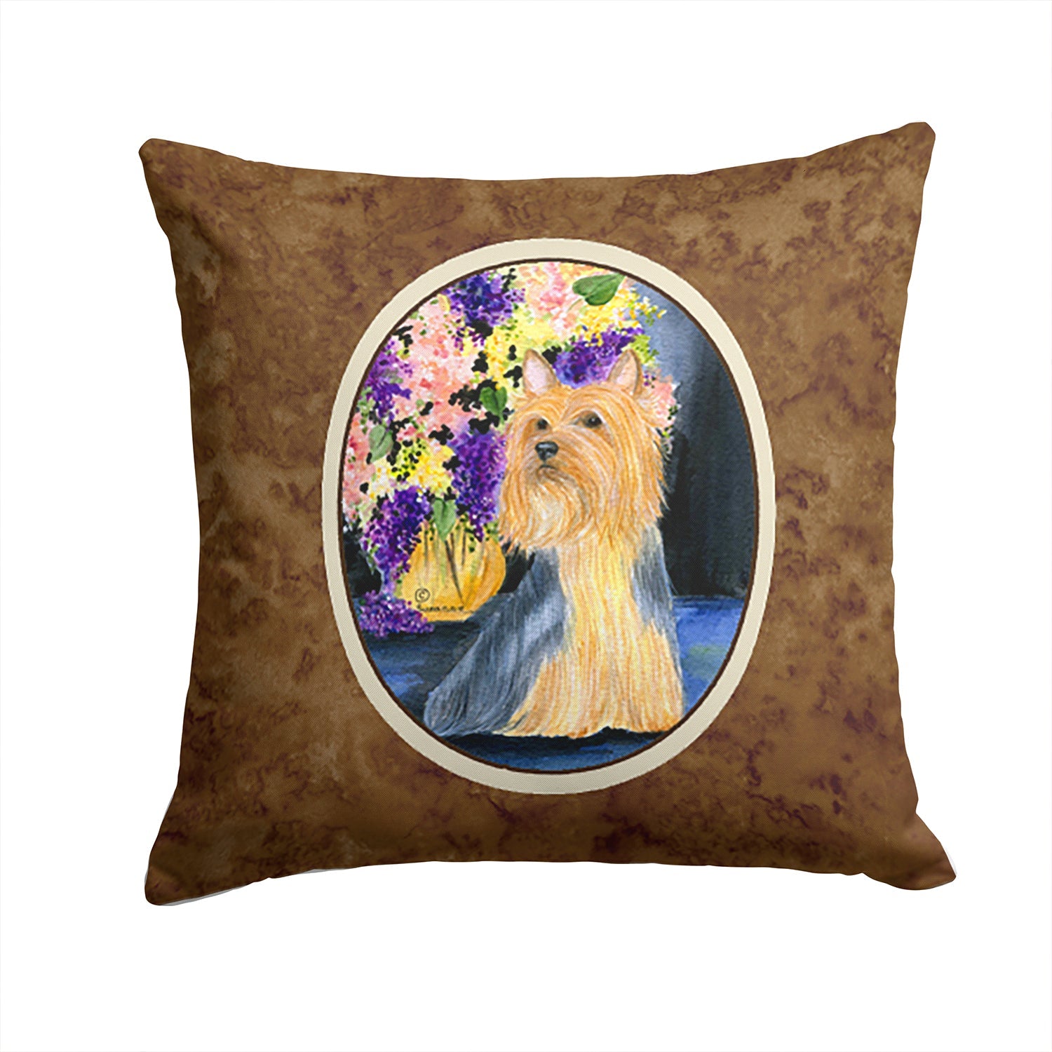 Silky Terrier Decorative Throw Pillow 14x14 Indoor Outdoor Accent Cushion, Fabric Cover with Insert for Sofa, Bed, Porch & Living Room