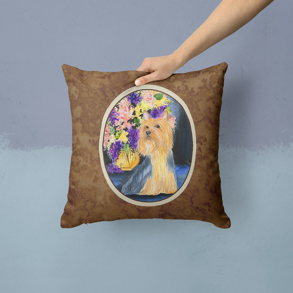 Silky Terrier Decorative Throw Pillow 14x14 Indoor Outdoor Accent Cushion, Fabric Cover with Insert for Sofa, Bed, Porch & Living Room
