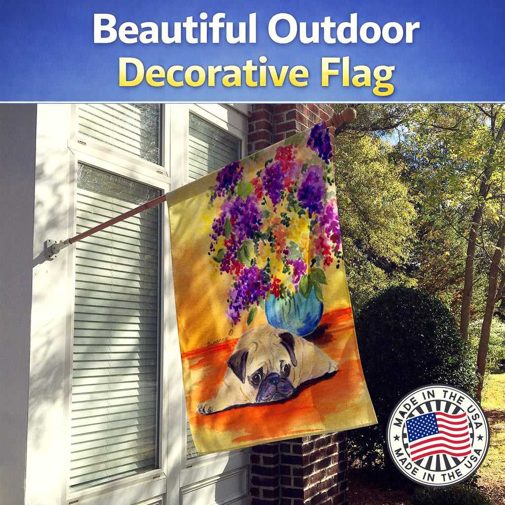 Pug House Flag 28x40 Porch Sleeve Pole Decorative Outside Yard Banner Artwork Wall Hanging, Polyester