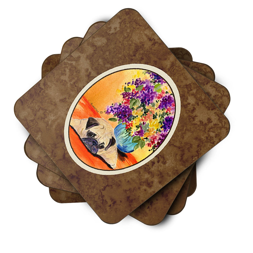 Pug Foam Coasters Set of 4 Cup Coasters for Indoor Outdoor, Tabletop Protection, Anti Slip, Mouse pad Material