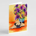 Pug Greeting Cards Pack of 8 Blank Cards with Envelopes Whimsical A7 Size 5x7