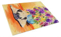 Pug Cutting Board Tempered Glass Kitchen Cutting Surface, Heat Resistant Chopping, Non-Slip Feet, Food Prep & Serving