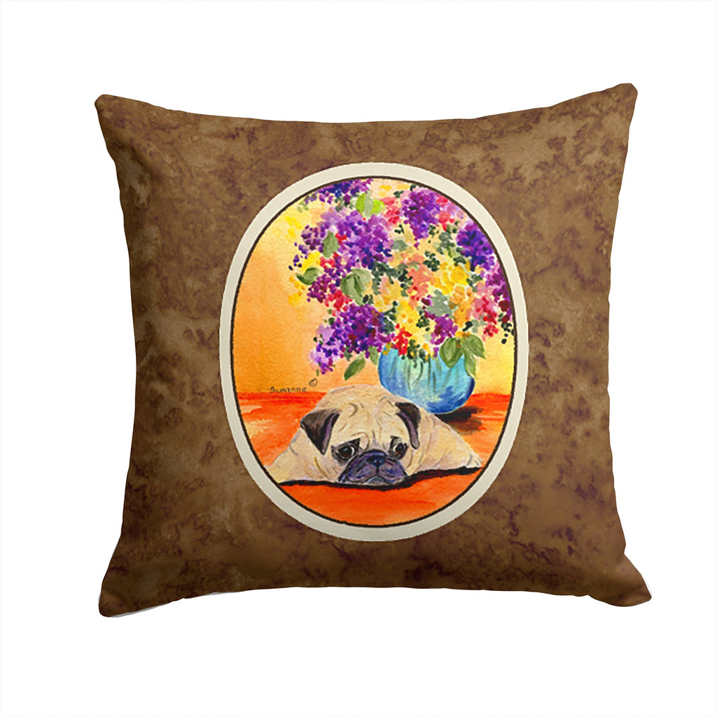Pug Decorative Throw Pillow 14x14 Indoor Outdoor Accent Cushion, Fabric Cover with Insert for Sofa, Bed, Porch & Living Room