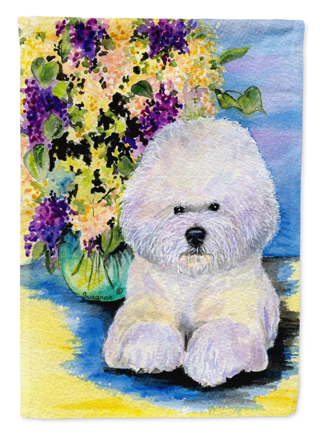 Bichon Frise House Flag 28x40 Porch Sleeve Pole Decorative Outside Yard Banner Artwork Wall Hanging, Polyester