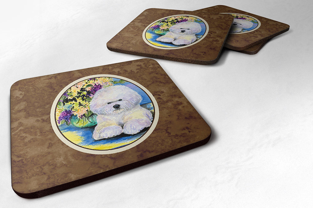 Bichon Frise Foam Coasters Set of 4 Cup Coasters for Indoor Outdoor, Tabletop Protection, Anti Slip, Mouse pad Material