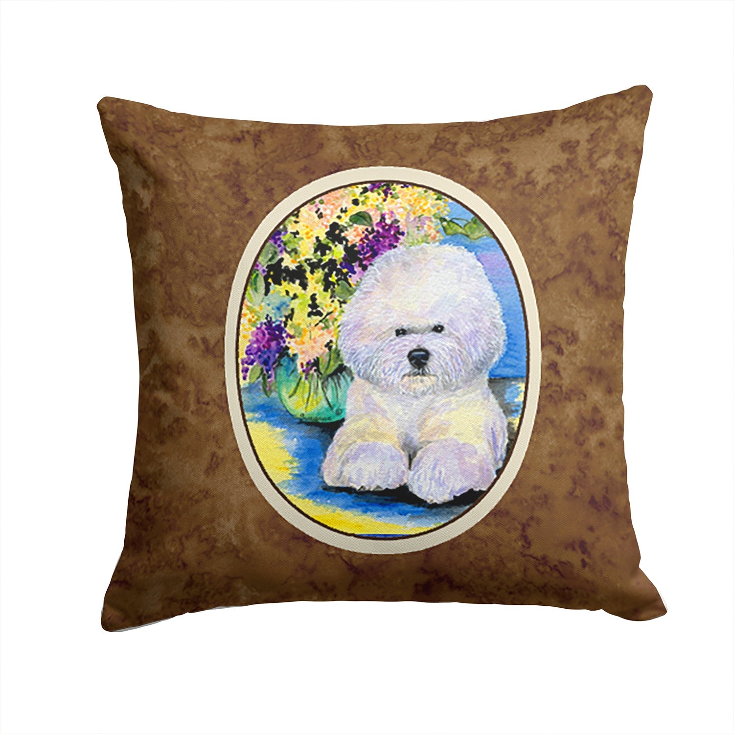 Bichon Frise Decorative Throw Pillow 14x14 Indoor Outdoor Accent Cushion, Fabric Cover with Insert for Sofa, Bed, Porch & Living Room