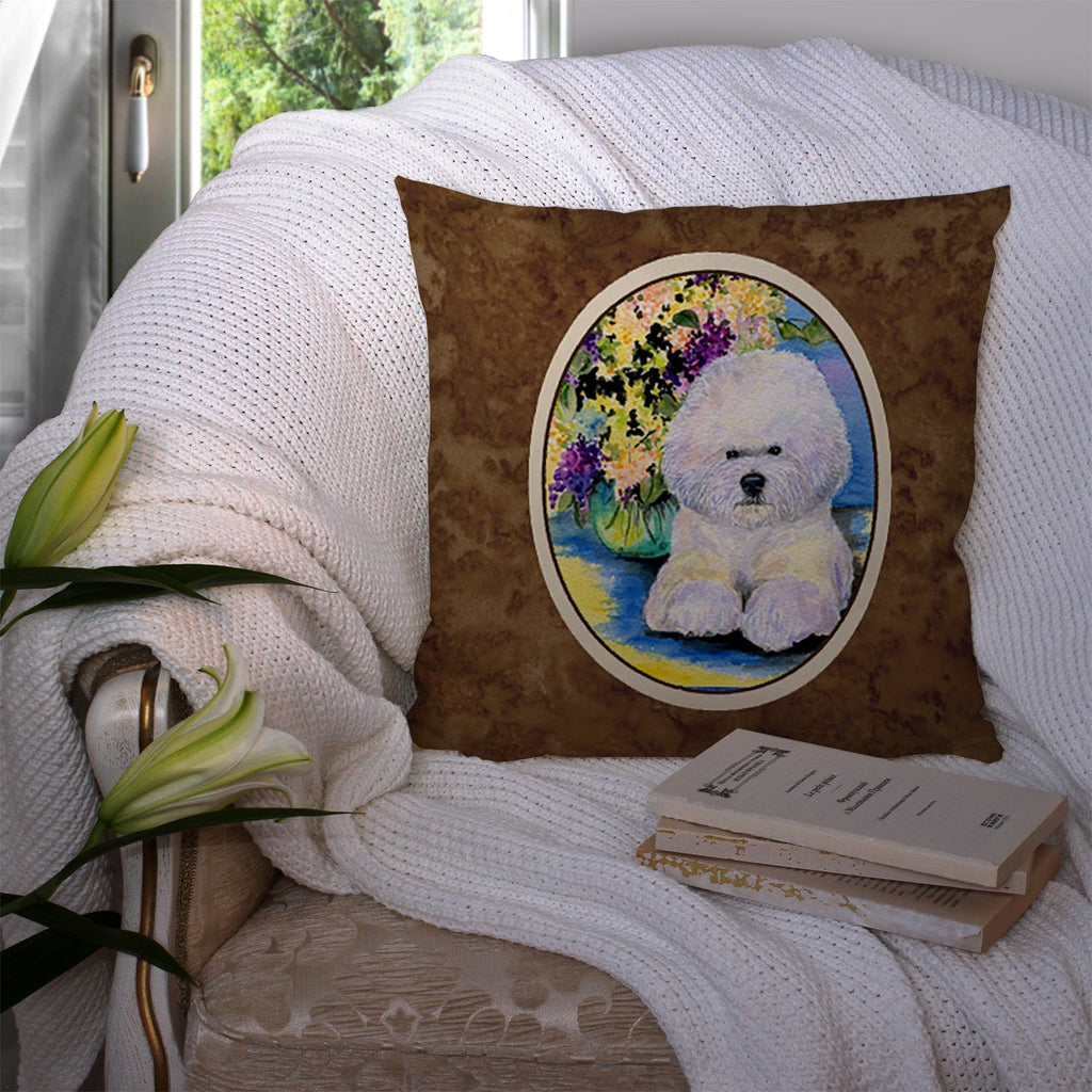 Bichon Frise Decorative Throw Pillow 14x14 Indoor Outdoor Accent Cushion, Fabric Cover with Insert for Sofa, Bed, Porch & Living Room