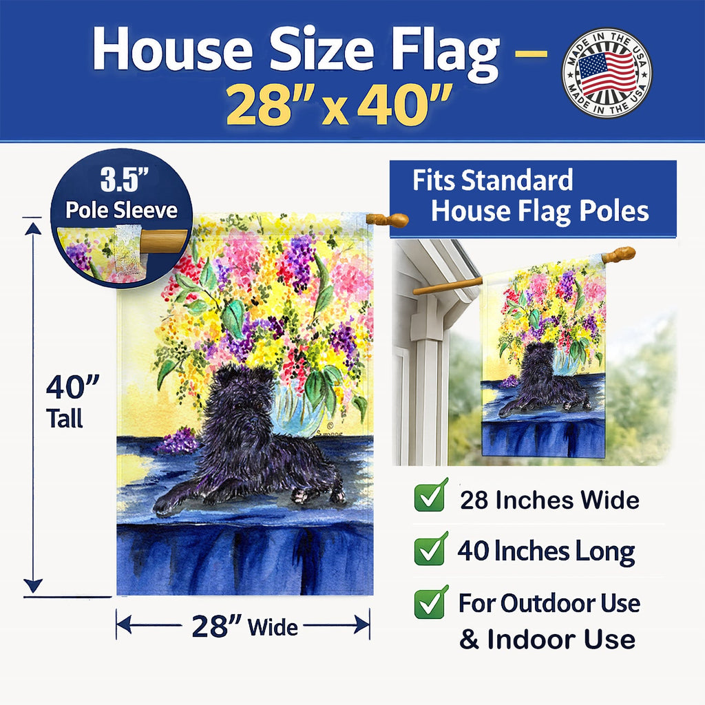 Affenpinscher House Flag 28x40 Porch Sleeve Pole Decorative Outside Yard Banner Artwork Wall Hanging, Polyester