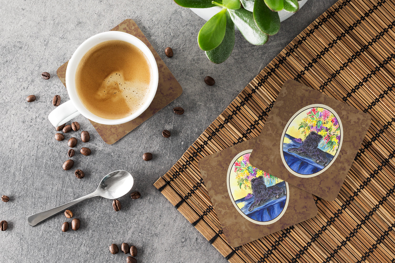 Affenpinscher Foam Coasters Set of 4 Cup Coasters for Indoor Outdoor, Tabletop Protection, Anti Slip, Mouse pad Material
