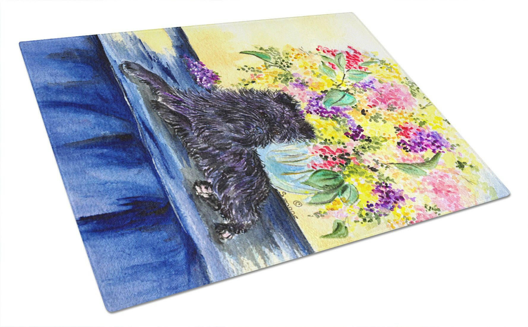Affenpinscher Cutting Board Tempered Glass Kitchen Cutting Surface, Heat Resistant Chopping, Non-Slip Feet, Food Prep & Serving
