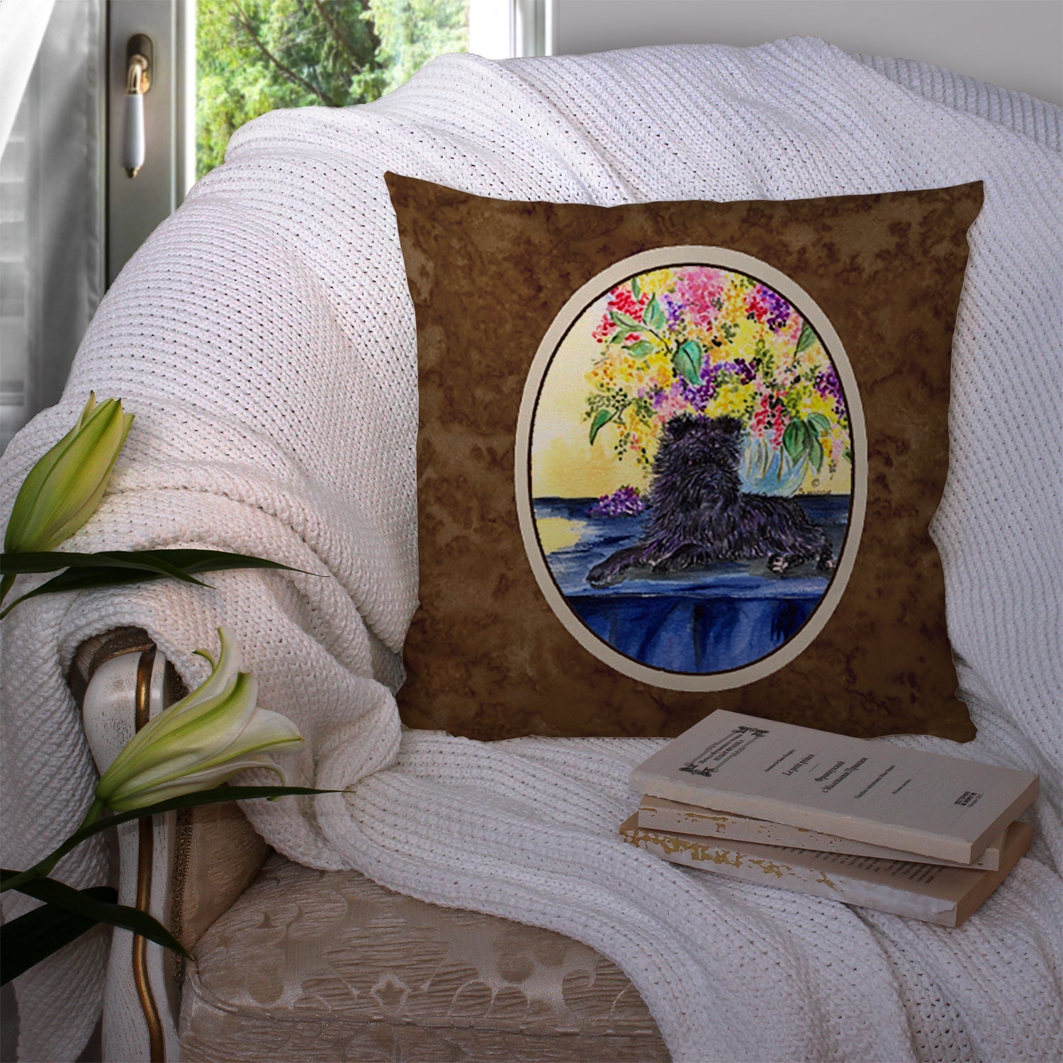 Affenpinscher Decorative Throw Pillow 14x14 Indoor Outdoor Accent Cushion, Fabric Cover with Insert for Sofa, Bed, Porch & Living Room