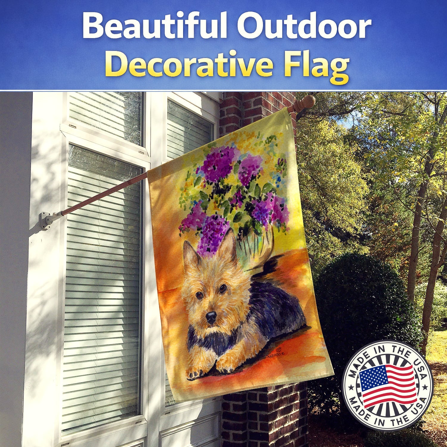 Norwich Terrier House Flag 28x40 Porch Sleeve Pole Decorative Outside Yard Banner Artwork Wall Hanging, Polyester