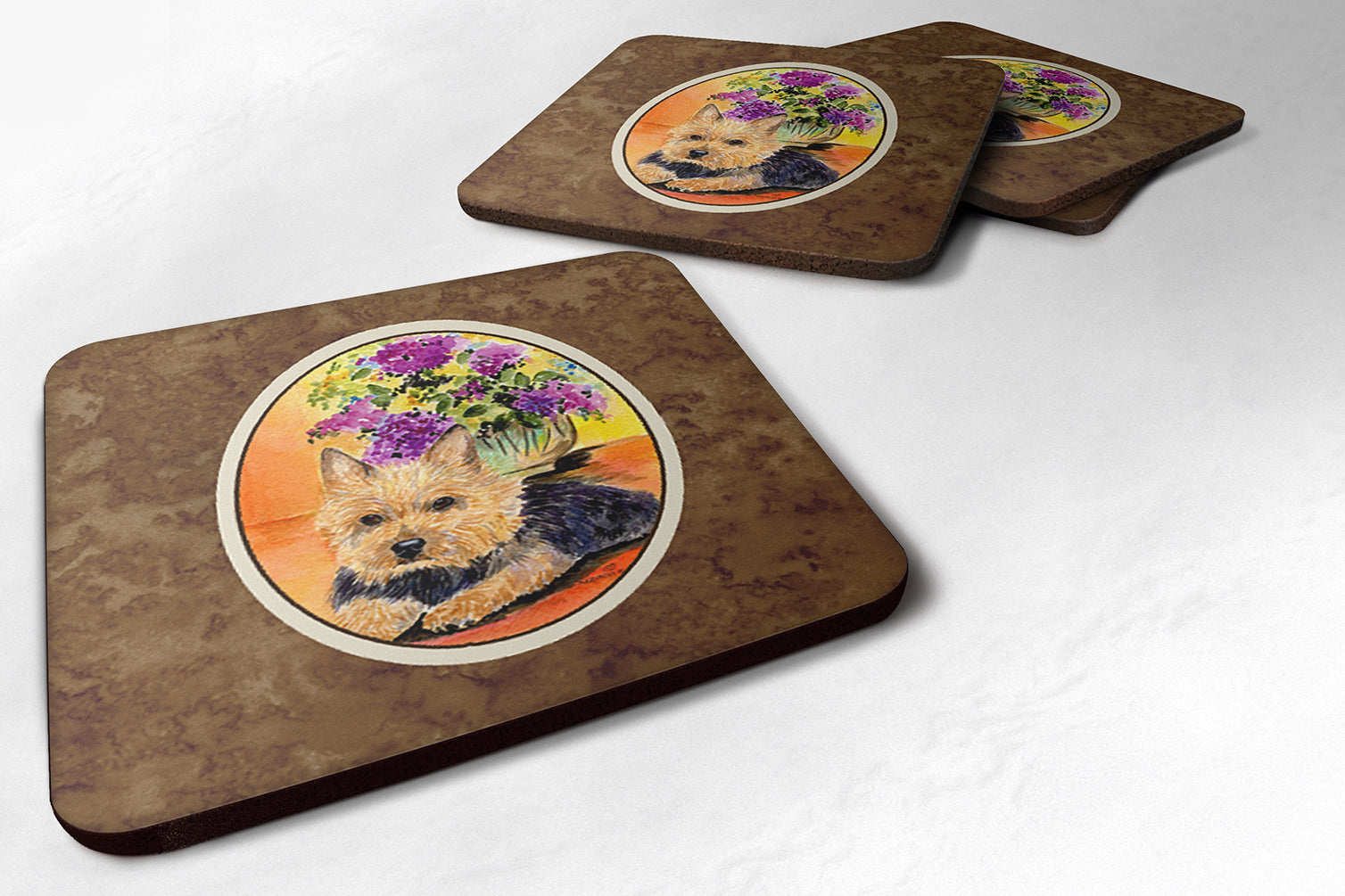 Norwich Terrier Foam Coasters Set of 4 Cup Coasters for Indoor Outdoor, Tabletop Protection, Anti Slip, Mouse pad Material