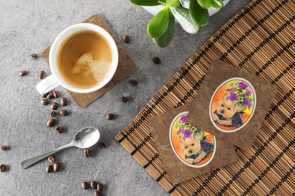 Norwich Terrier Foam Coasters Set of 4 Cup Coasters for Indoor Outdoor, Tabletop Protection, Anti Slip, Mouse pad Material