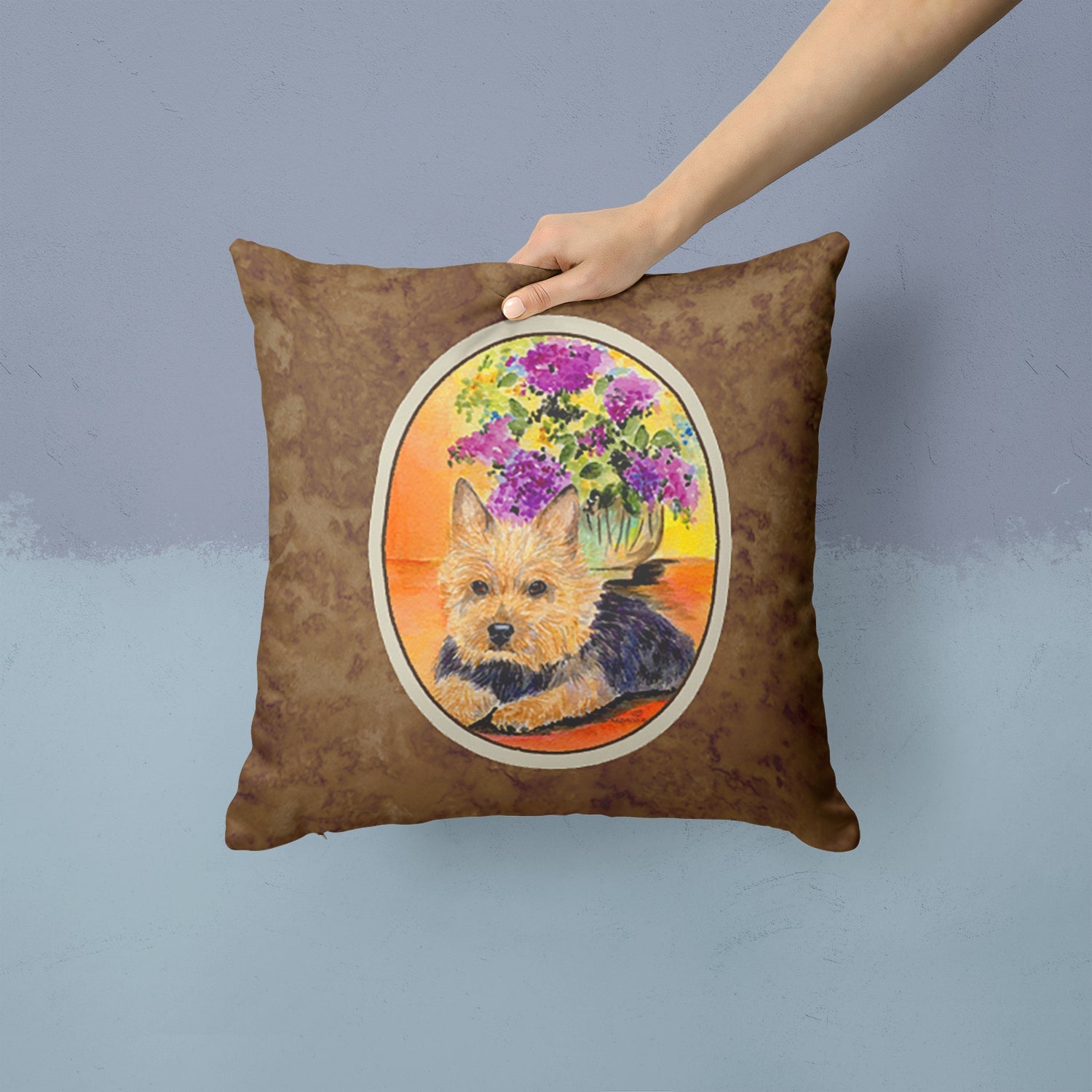 Norwich Terrier Decorative Throw Pillow 14x14 Indoor Outdoor Accent Cushion, Fabric Cover with Insert for Sofa, Bed, Porch & Living Room