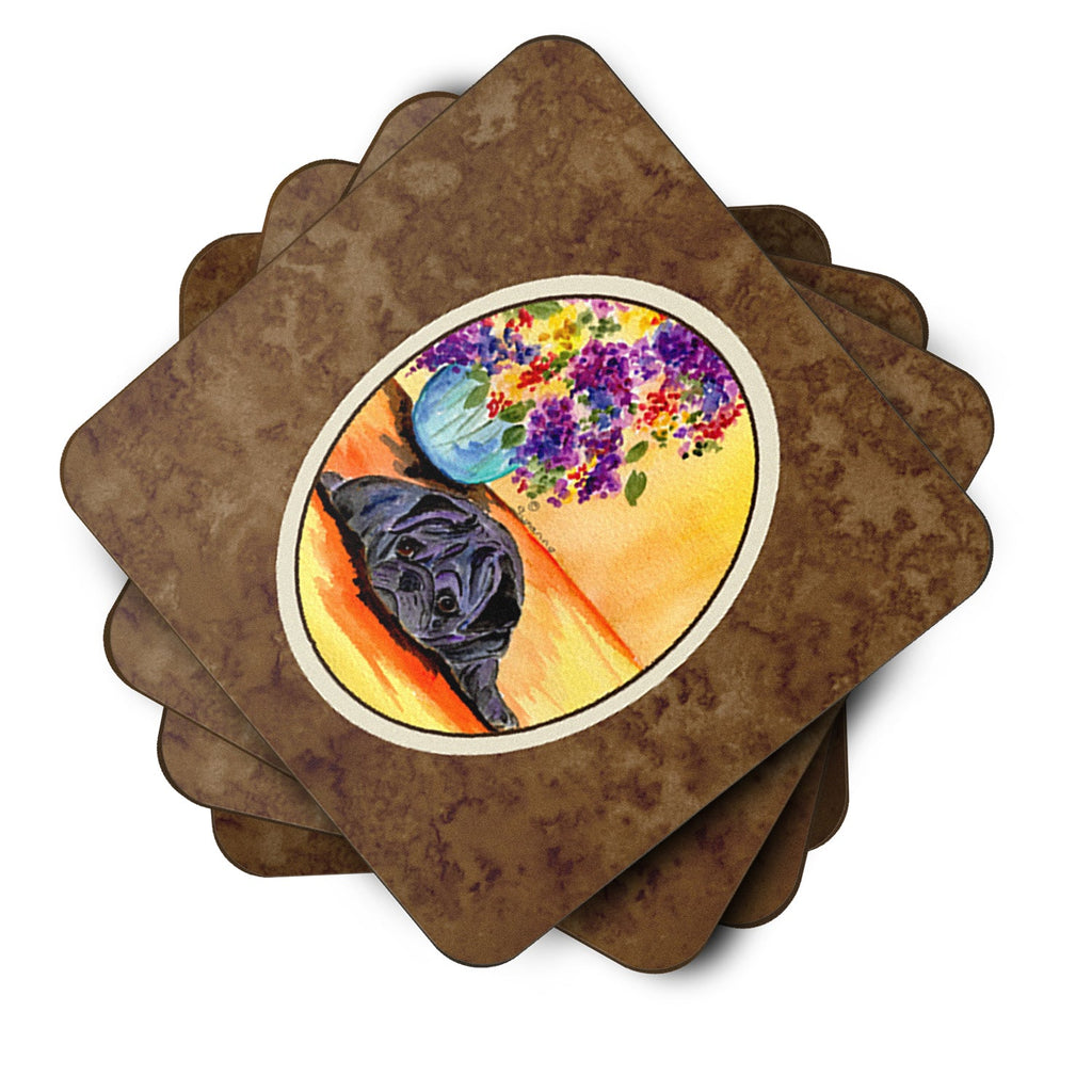 Pug Foam Coasters Set of 4 Cup Coasters for Indoor Outdoor, Tabletop Protection, Anti Slip, Mouse pad Material