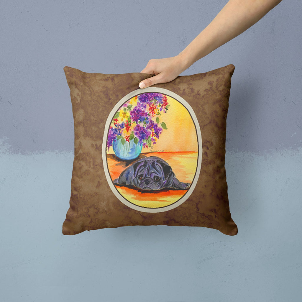 Pug Decorative Throw Pillow 14x14 Indoor Outdoor Accent Cushion, Fabric Cover with Insert for Sofa, Bed, Porch & Living Room