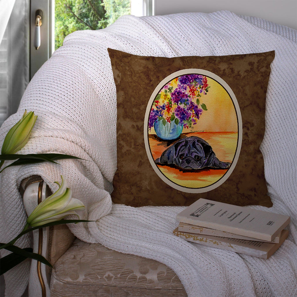 Pug Decorative Throw Pillow 14x14 Indoor Outdoor Accent Cushion, Fabric Cover with Insert for Sofa, Bed, Porch & Living Room