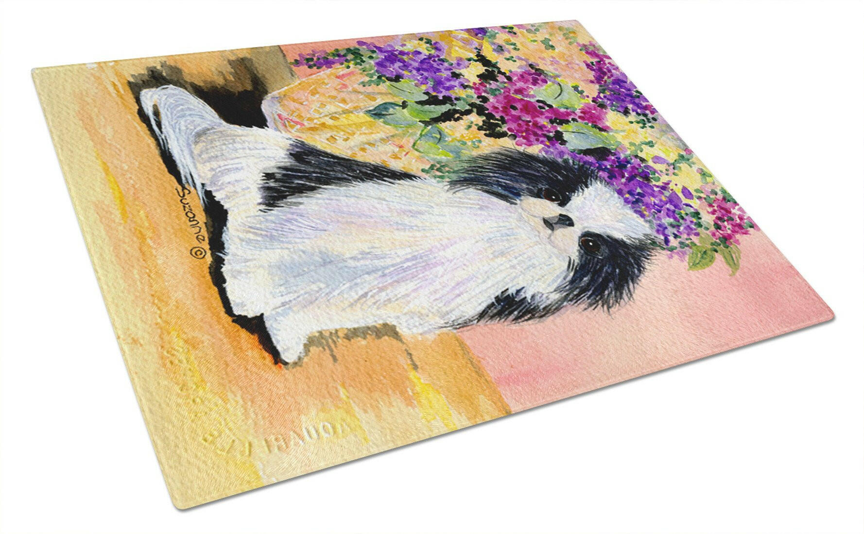 Japanese Chin Cutting Board Tempered Glass Kitchen Cutting Surface, Heat Resistant Chopping, Non-Slip Feet, Food Prep & Serving