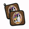Japanese Chin Pot Holder Set of 2 Heat Resistant Quilted Hot Pads 7.5 x 7.5 Inch, Insulated Kitchen Trivets for Cooking & Baking