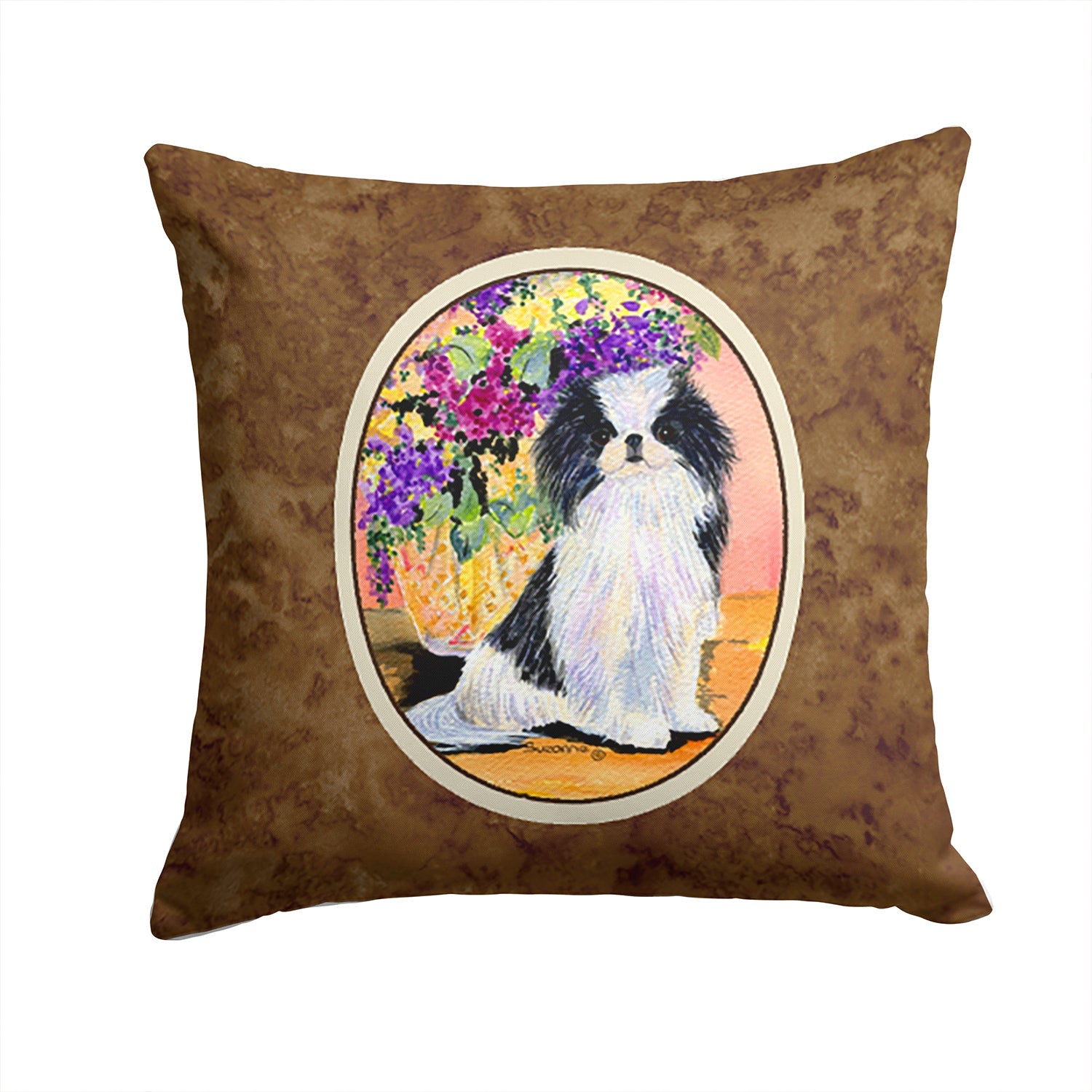 Japanese Chin Decorative Throw Pillow 14x14 Indoor Outdoor Accent Cushion, Fabric Cover with Insert for Sofa, Bed, Porch & Living Room