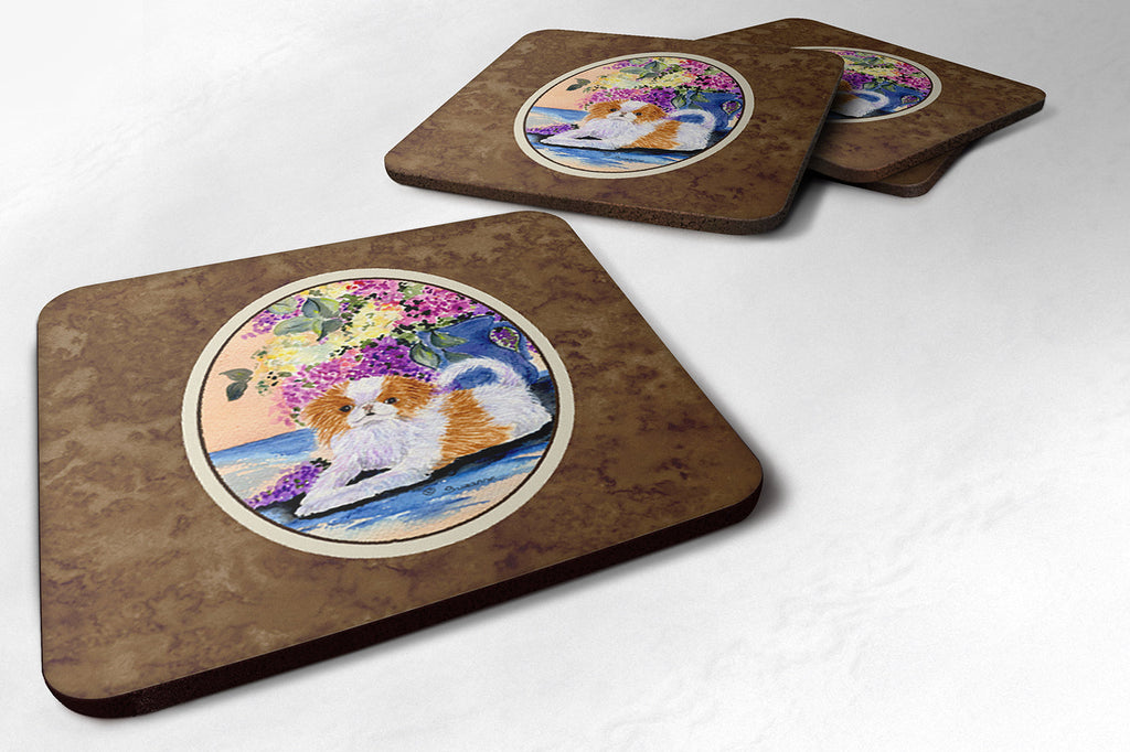 Japanese Chin Foam Coasters Set of 4 Cup Coasters for Indoor Outdoor, Tabletop Protection, Anti Slip, Mouse pad Material