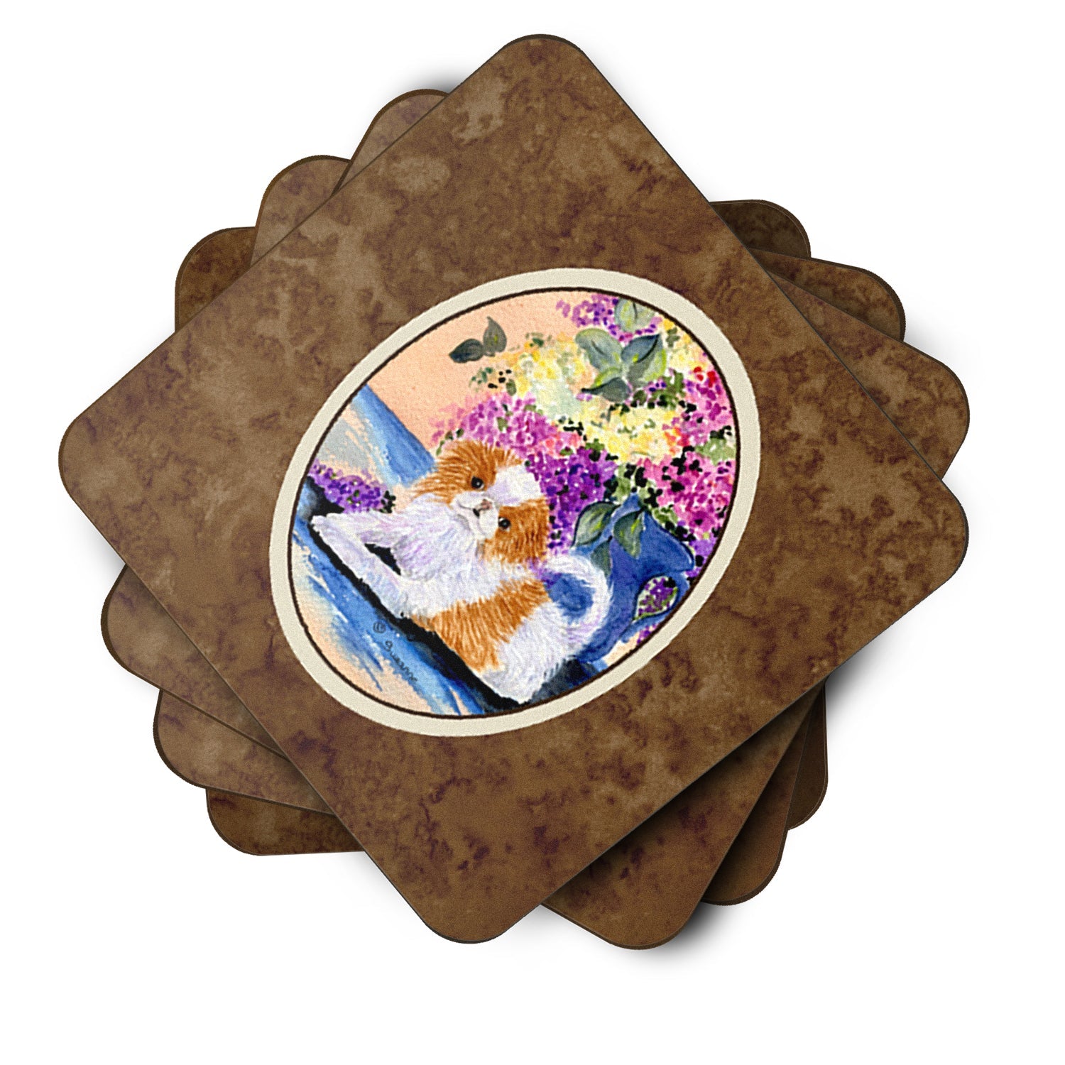 Japanese Chin Foam Coasters Set of 4 Cup Coasters for Indoor Outdoor, Tabletop Protection, Anti Slip, Mouse pad Material