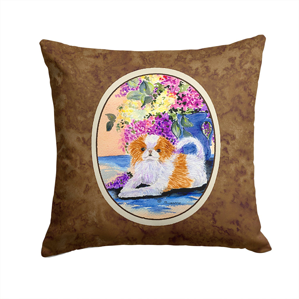 Japanese Chin Decorative Throw Pillow 14x14 Indoor Outdoor Accent Cushion, Fabric Cover with Insert for Sofa, Bed, Porch & Living Room