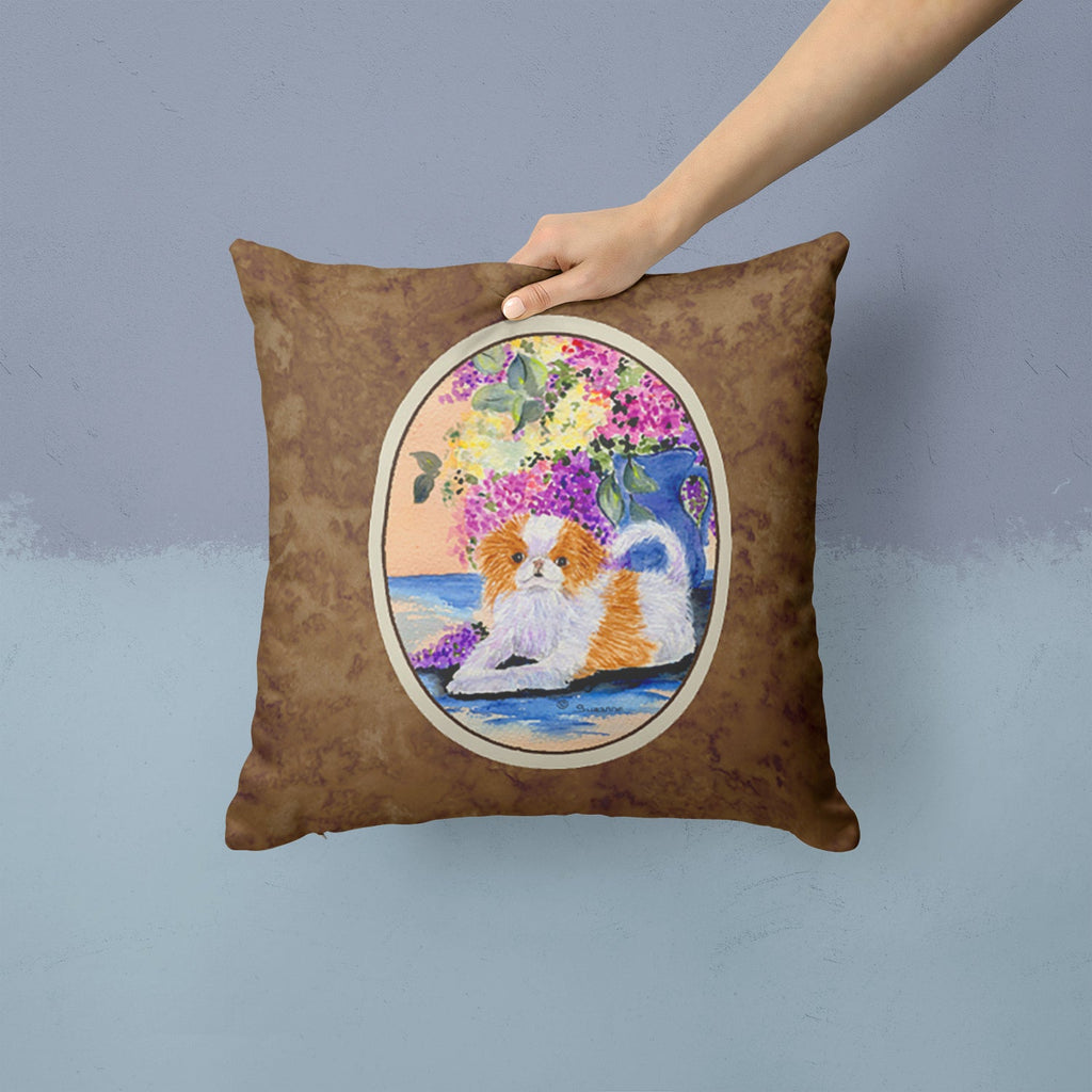 Japanese Chin Decorative Throw Pillow 14x14 Indoor Outdoor Accent Cushion, Fabric Cover with Insert for Sofa, Bed, Porch & Living Room