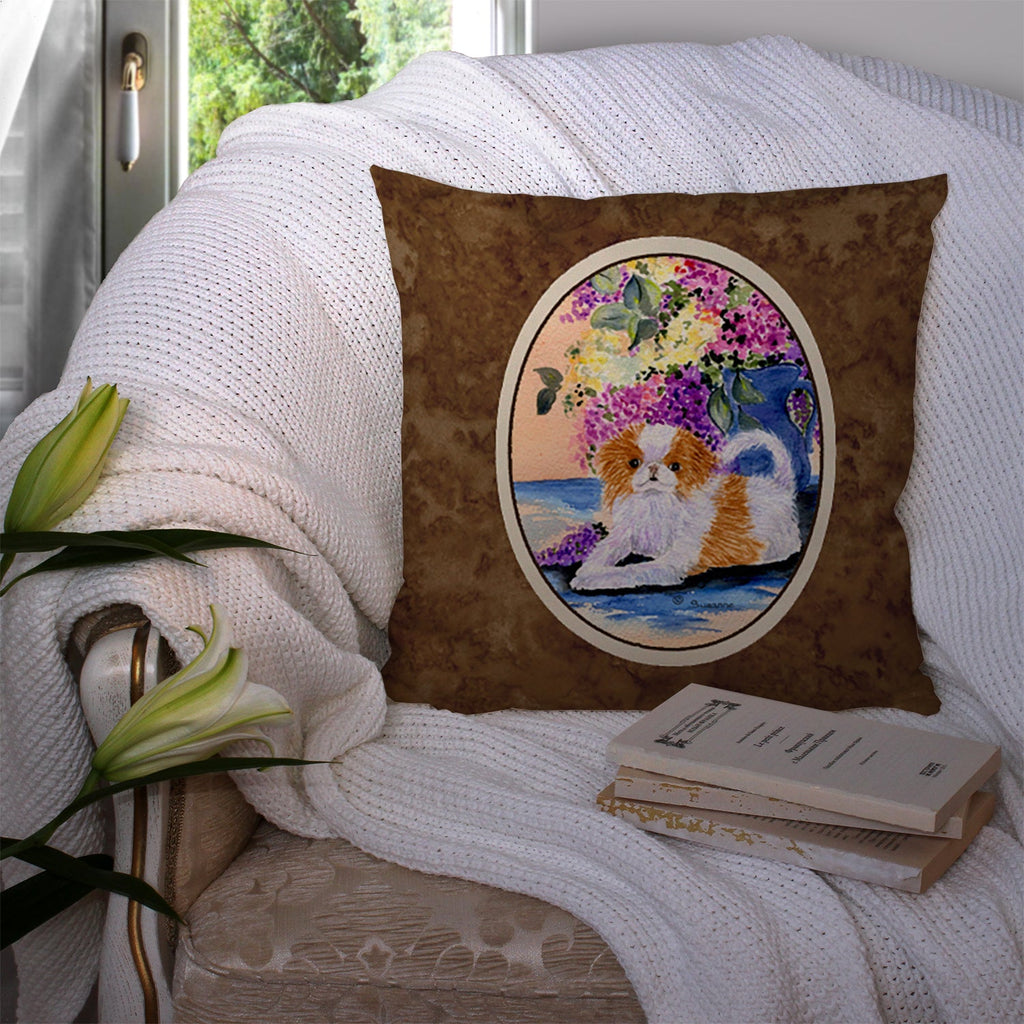 Japanese Chin Decorative Throw Pillow 14x14 Indoor Outdoor Accent Cushion, Fabric Cover with Insert for Sofa, Bed, Porch & Living Room