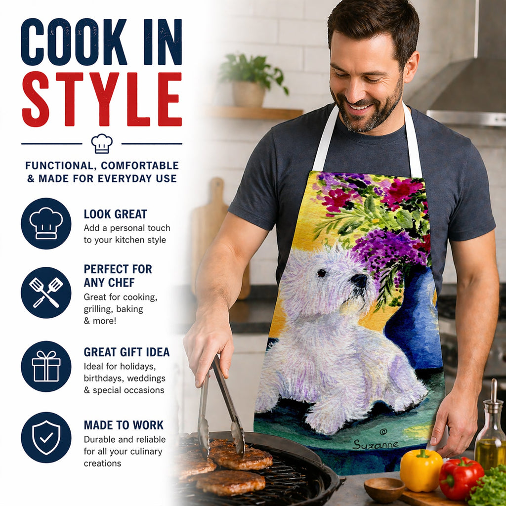 Westie Apron Cooking Kitchen Server Baking Crafts Gardening for Adult Women Men, Unisex, Large, Multicolor