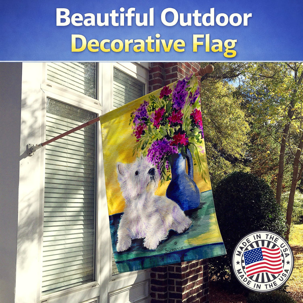 Westie House Flag 28x40 Porch Sleeve Pole Decorative Outside Yard Banner Artwork Wall Hanging, Polyester