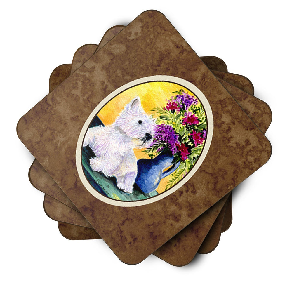 Westie Foam Coasters Set of 4 Cup Coasters for Indoor Outdoor, Tabletop Protection, Anti Slip, Mouse pad Material