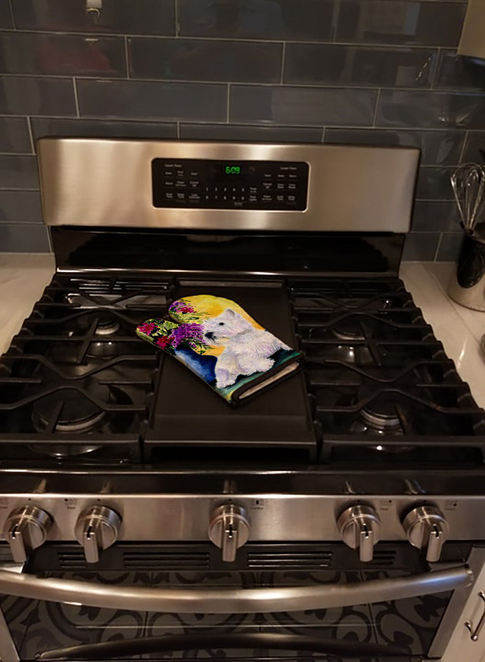 Westie Oven Mitt Heat Resistant Thick Oven Mitt for Hot Pans and Oven, Kitchen Mitt Protect Hands, Cooking Baking Glove
