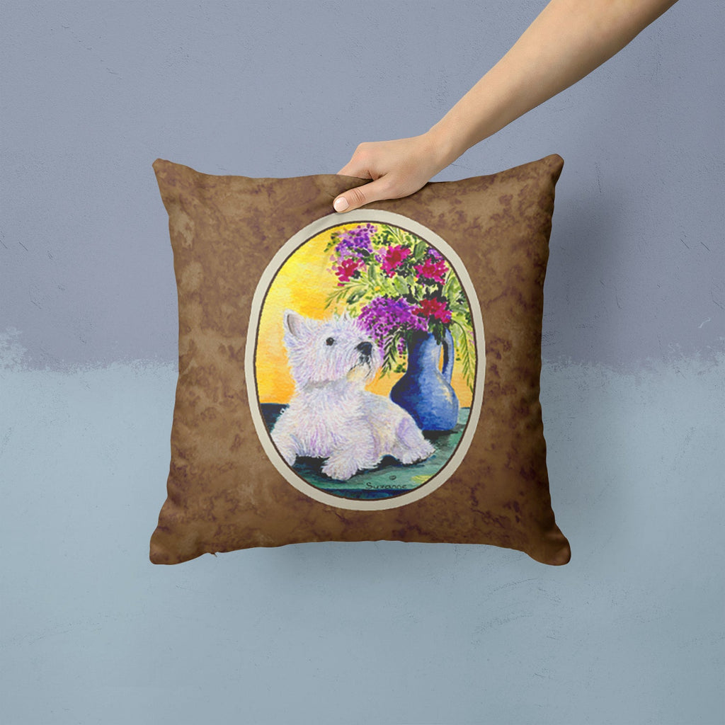 Westie Decorative Throw Pillow 14x14 Indoor Outdoor Accent Cushion, Fabric Cover with Insert for Sofa, Bed, Porch & Living Room