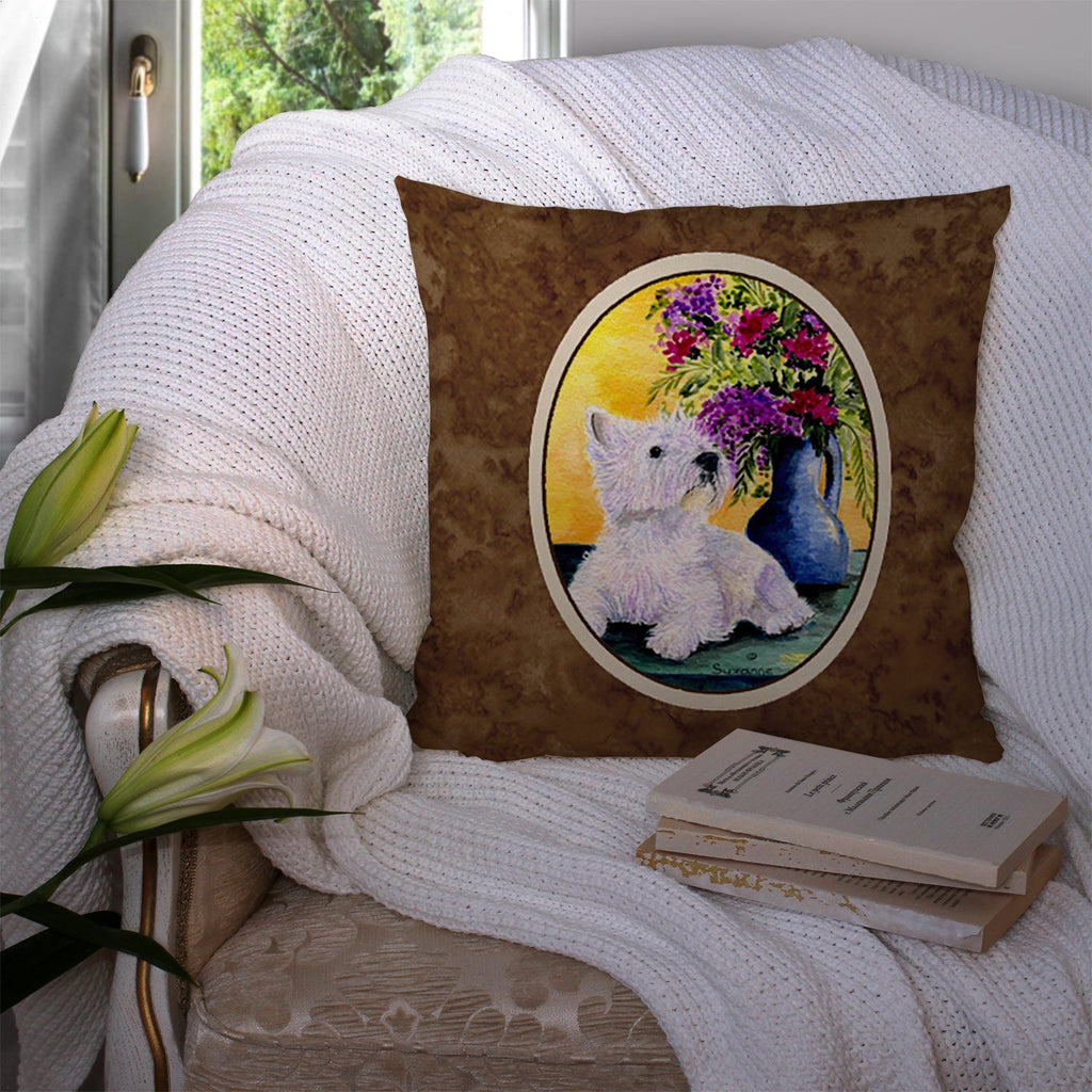 Westie Decorative Throw Pillow 14x14 Indoor Outdoor Accent Cushion, Fabric Cover with Insert for Sofa, Bed, Porch & Living Room