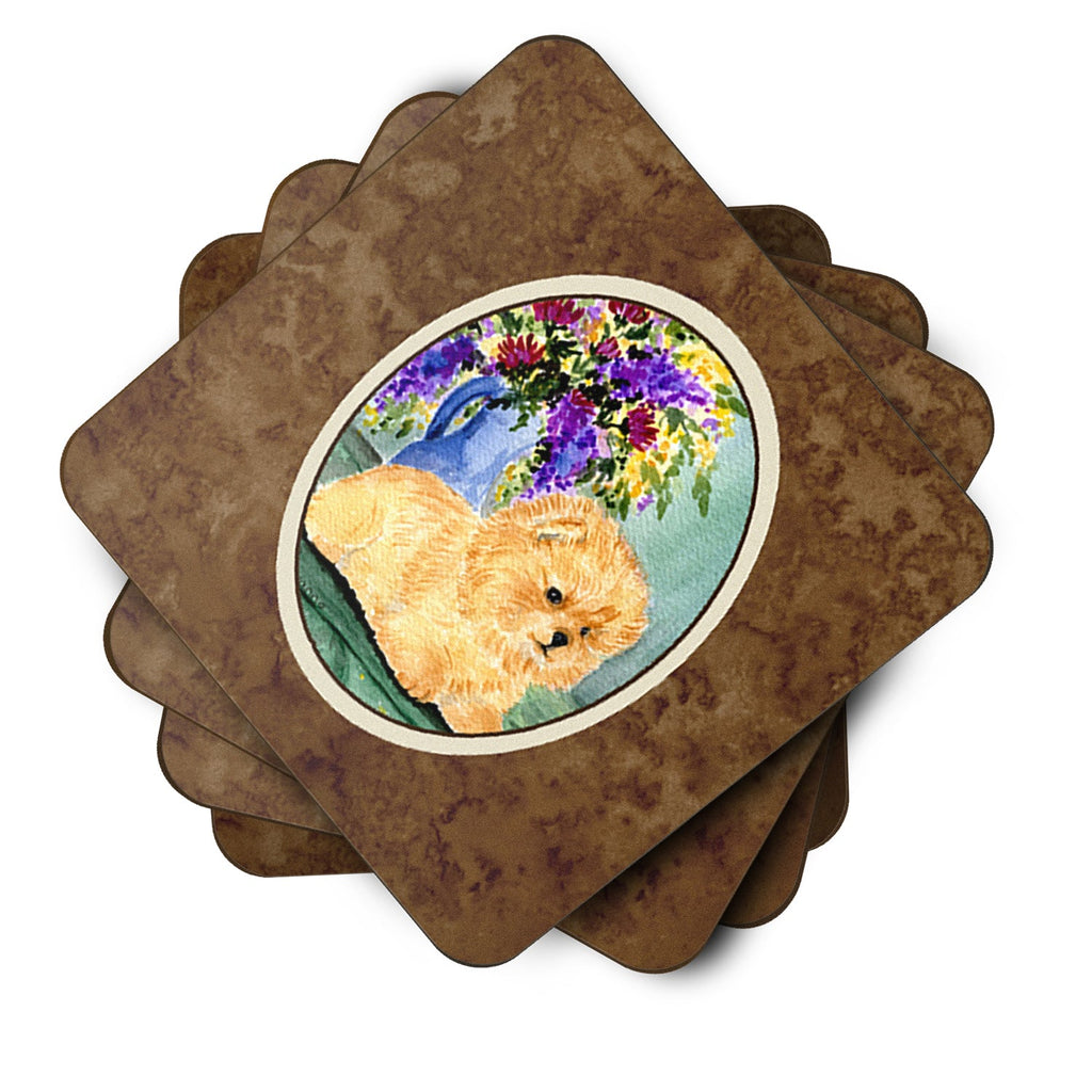 Pomeranian Foam Coasters Set of 4 Cup Coasters for Indoor Outdoor, Tabletop Protection, Anti Slip, Mouse pad Material