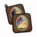 Pomeranian Pot Holder Set of 2 Heat Resistant Quilted Hot Pads 7.5 x 7.5 Inch, Insulated Kitchen Trivets for Cooking & Baking
