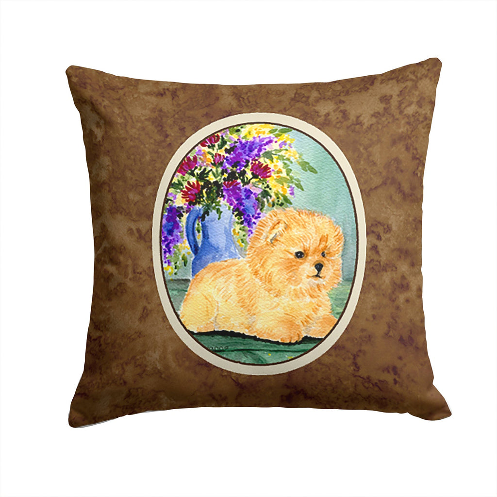 Pomeranian Decorative Throw Pillow 14x14 Indoor Outdoor Accent Cushion, Fabric Cover with Insert for Sofa, Bed, Porch & Living Room