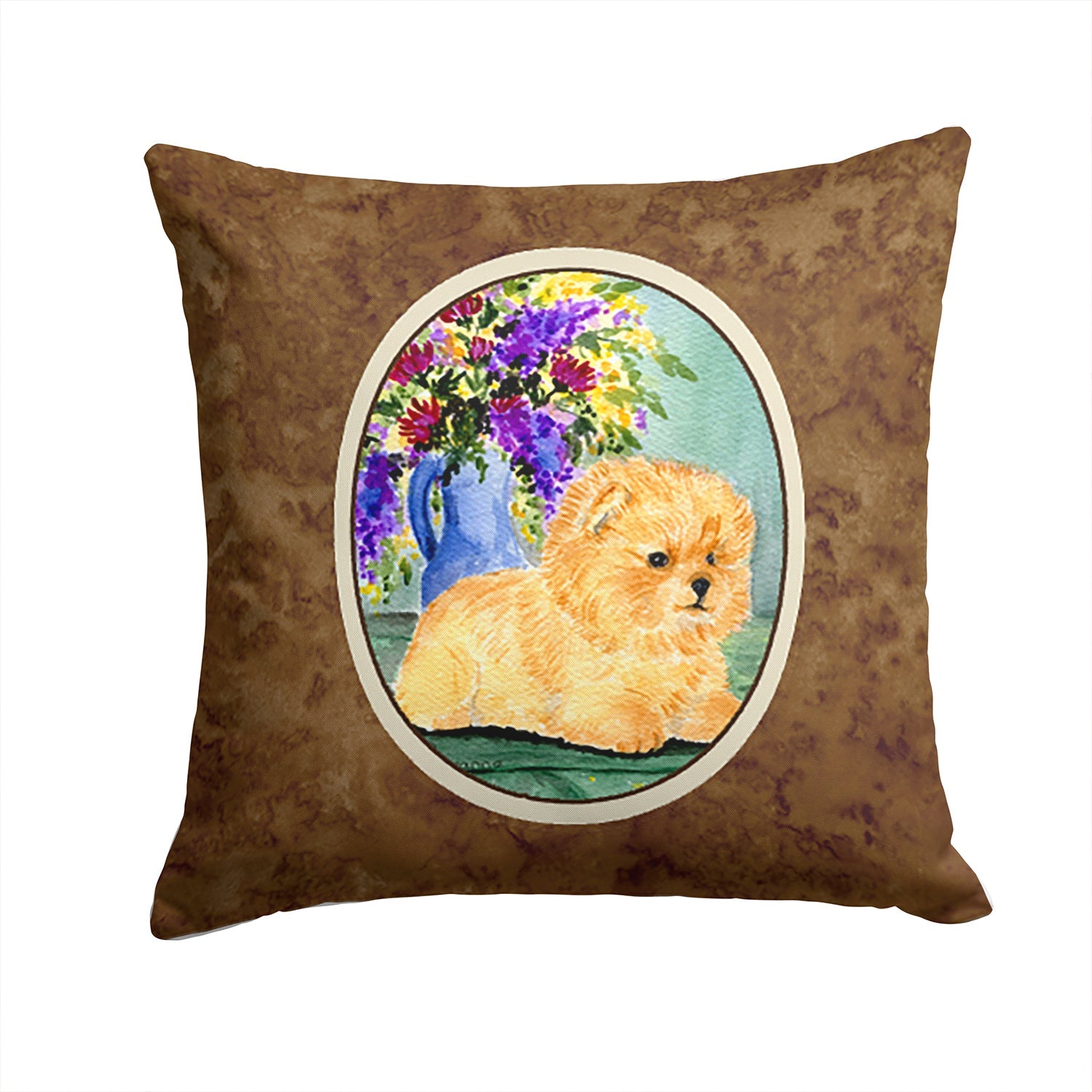 Pomeranian Decorative Throw Pillow 14x14 Indoor Outdoor Accent Cushion, Fabric Cover with Insert for Sofa, Bed, Porch & Living Room