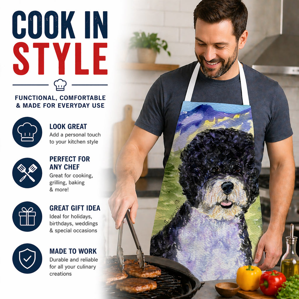 Portuguese Water Dog Apron Cooking Kitchen Server Baking Crafts Gardening for Adult Women Men, Unisex, Large, Multicolor