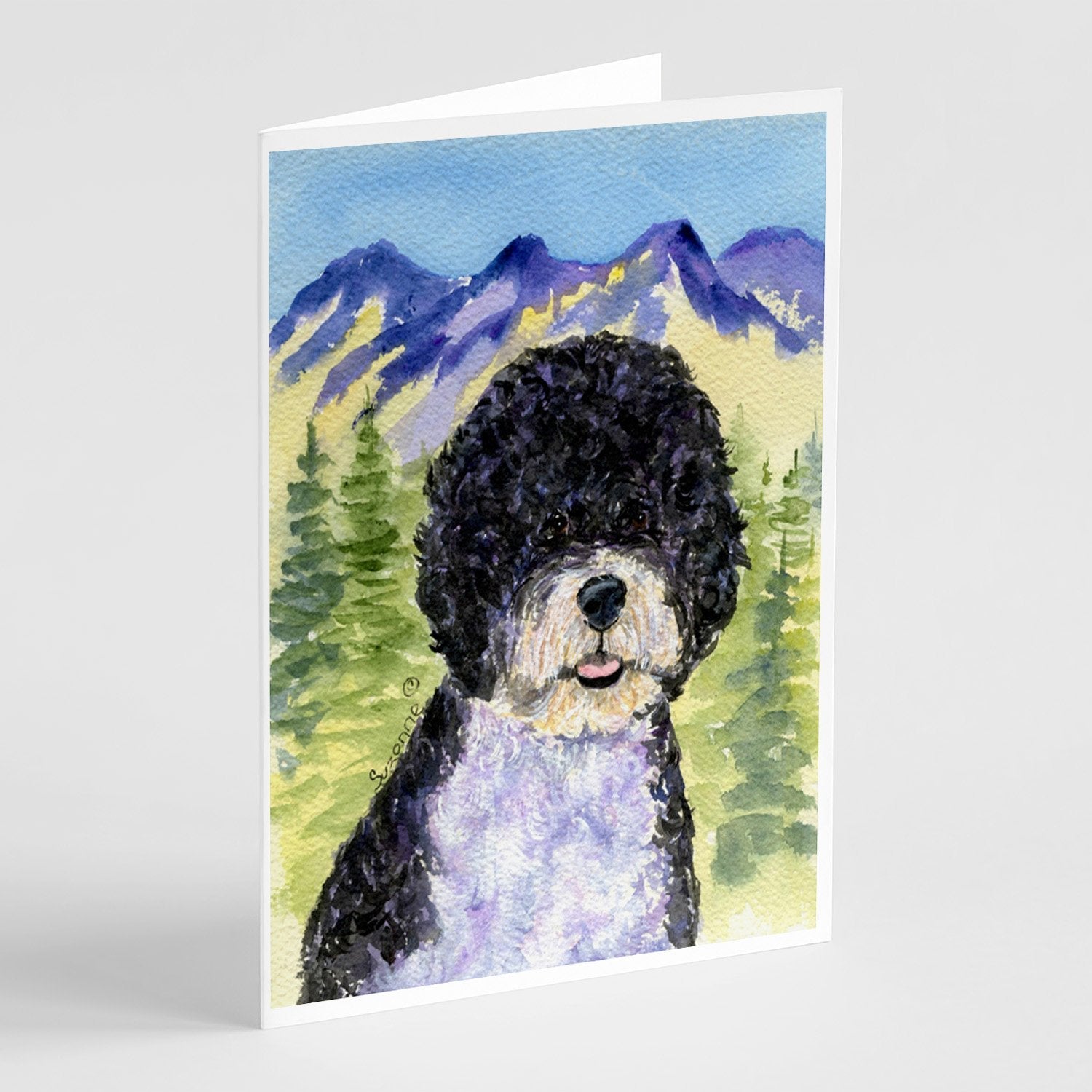 Portuguese Water Dog Greeting Cards Pack of 8 Blank Cards with Envelopes Whimsical A7 Size 5x7