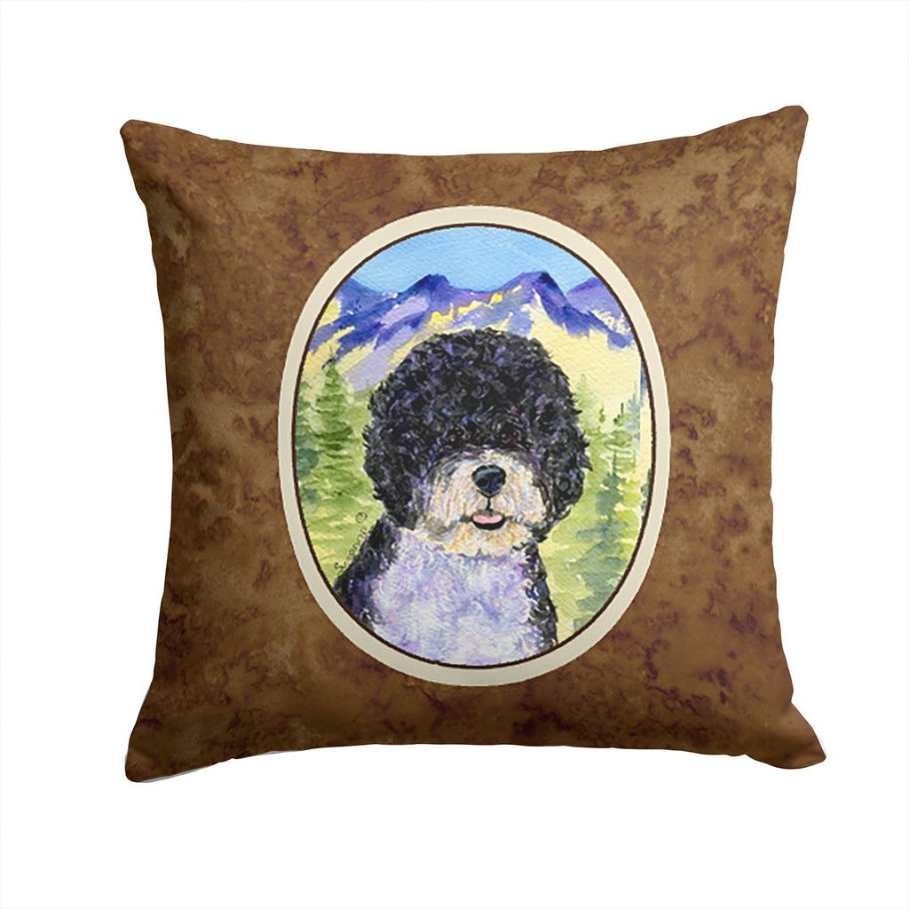 Portuguese Water Dog Decorative Throw Pillow 14x14 Indoor Outdoor Accent Cushion, Fabric Cover with Insert for Sofa, Bed, Porch & Living Room
